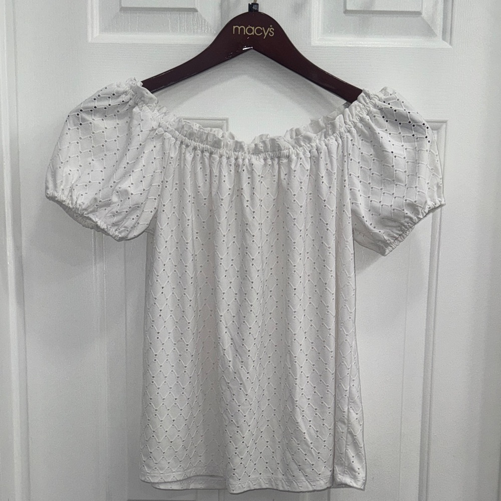 Michael Kors White Eyelet Off-Shoulder Blouse